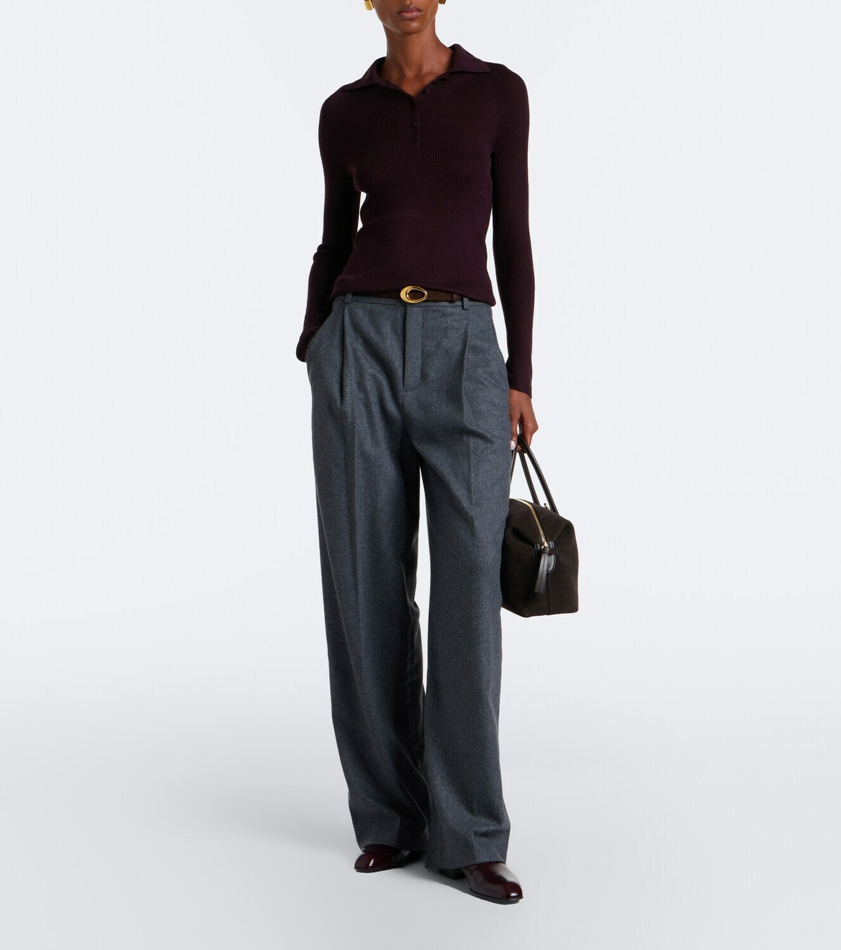 Vince Ribbed-knit wool and silk polo sweater