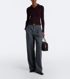 Vince Ribbed-knit wool and silk polo sweater