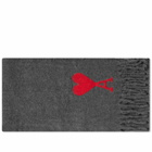 AMI Men's Large A Heart Scarf in Dark Grey