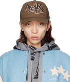 AMIRI Brown Staggered Logo Trucker Cap