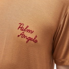 Palm Angels Men's Embroidered Logo T-Shirt in Sand/Burgundy