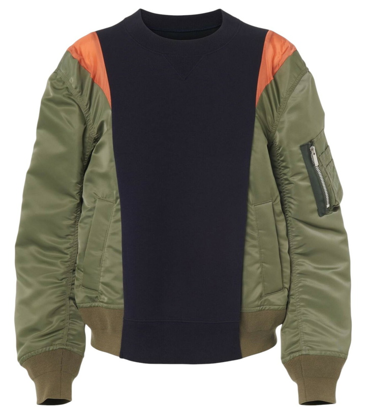 Photo: Sacai Paneled jersey and twill sweatshirt