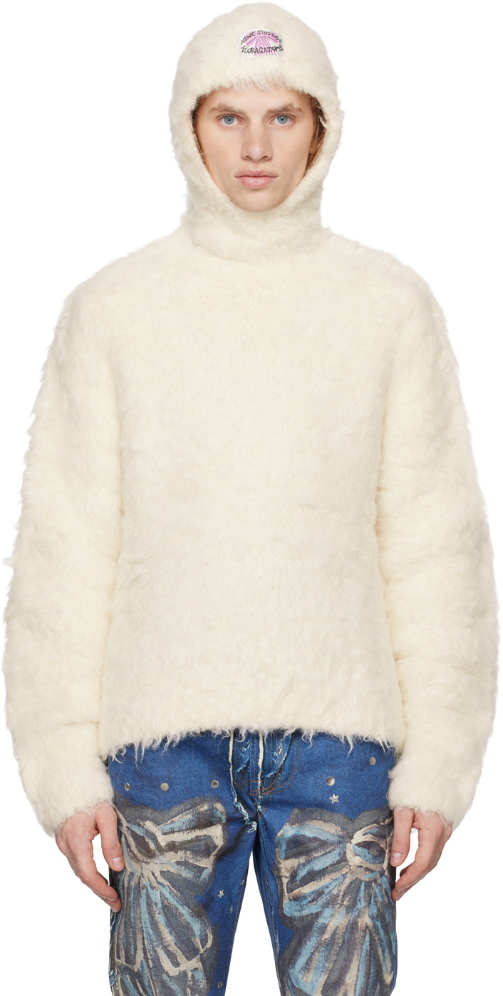 Acne Studios White Alpaca Blend Hoodie Acne Studios