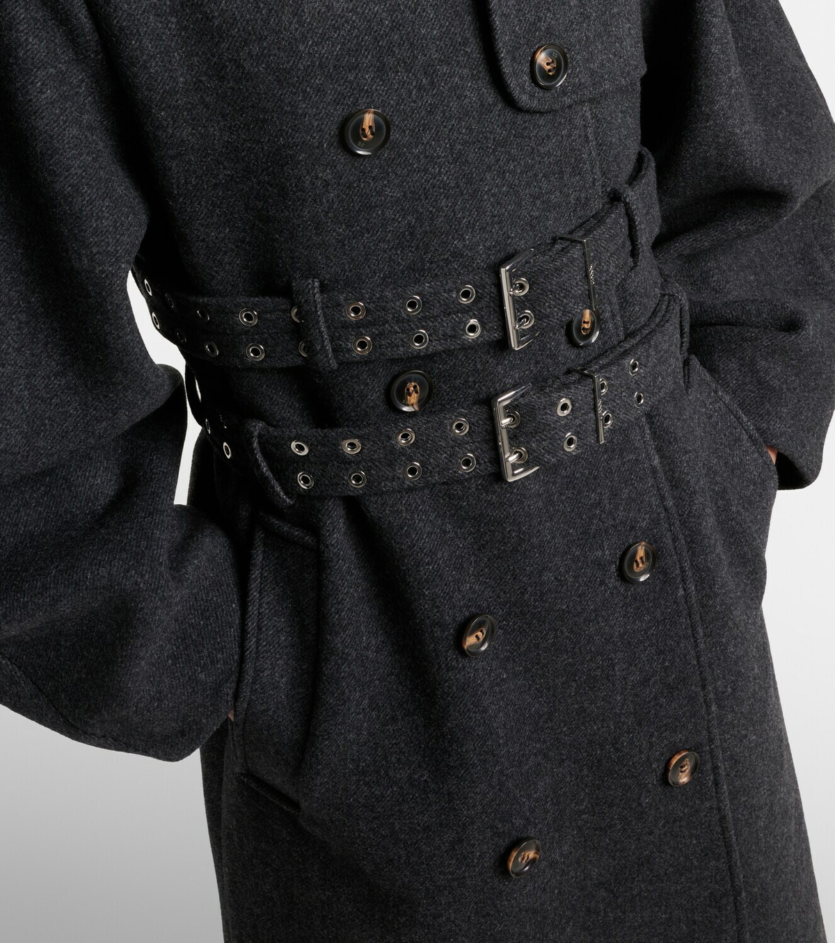 Ganni Belted wool and cashmere-blend coat