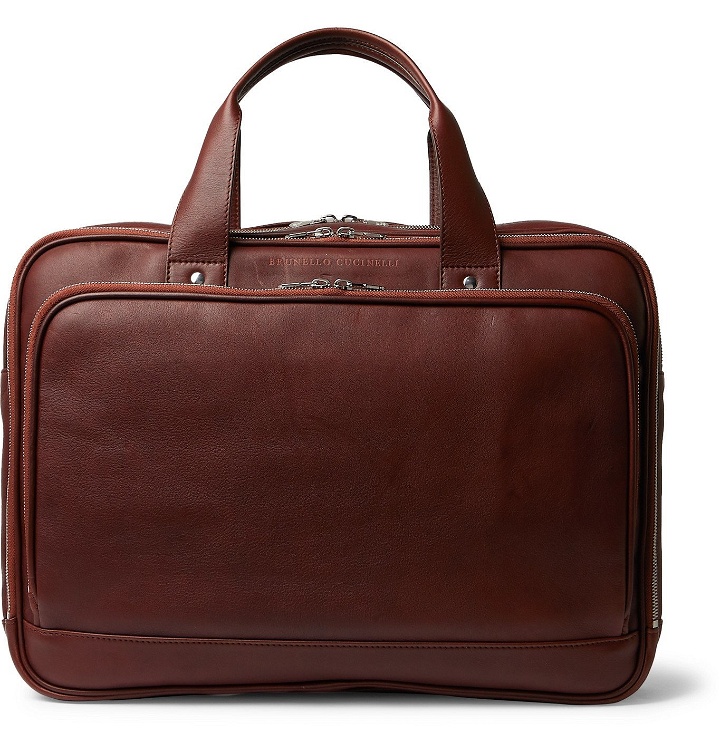 Photo: Brunello Cucinelli - Full-Grain Leather Briefcase - Brown