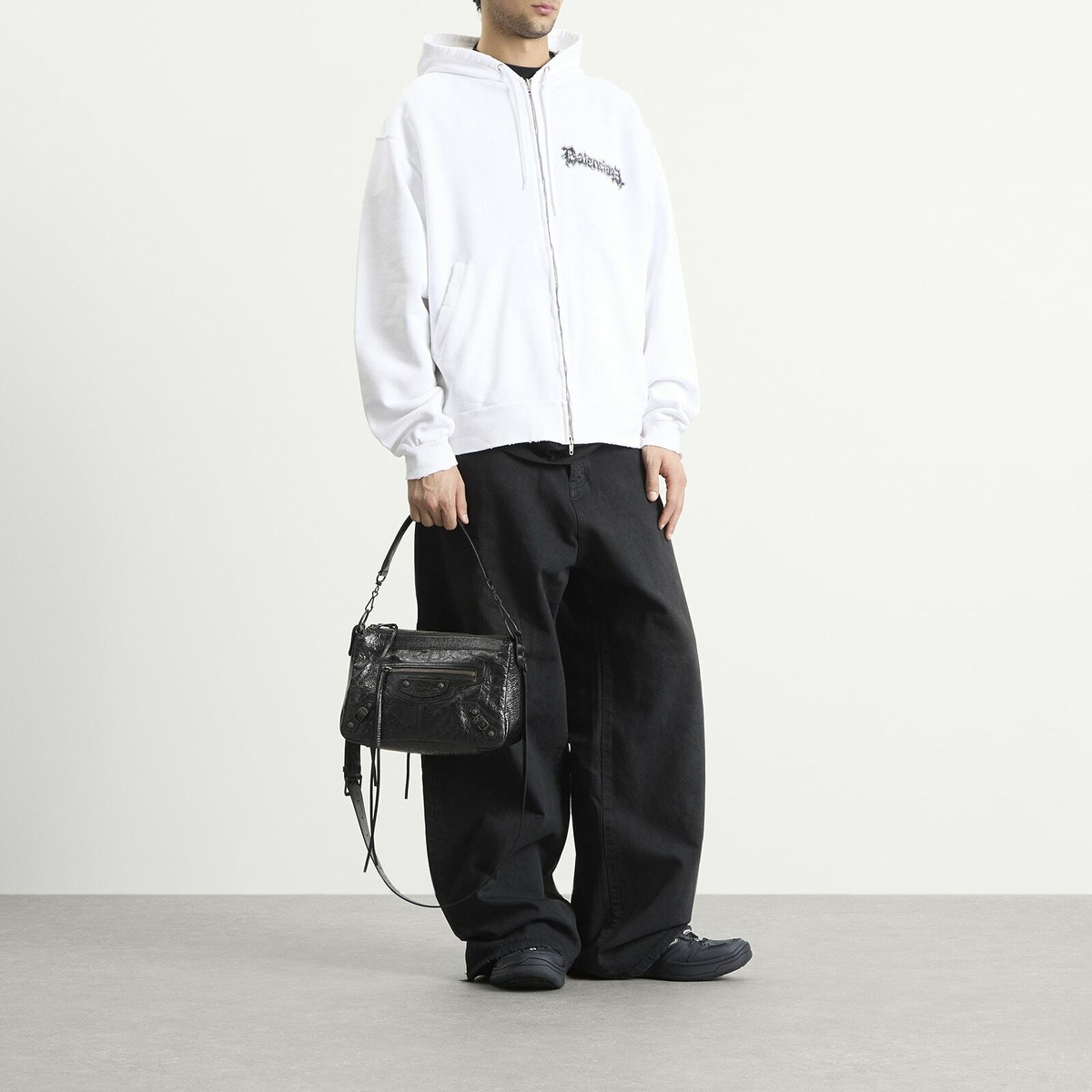 Balenciaga Men's Le City Moto Leather Bag in Black 