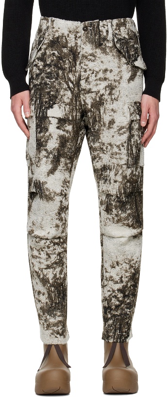 Photo: 4SDESIGNS Off-White & Brown Tucked Cargo Pants