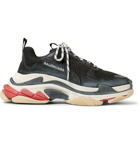 Balenciaga - Triple S Mesh, Nubuck and Leather Sneakers - Men - Black