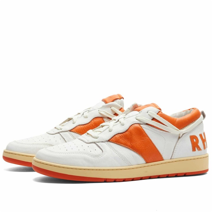 Photo: Rhude Men's Rhecess Low Sneakers in White/Orange