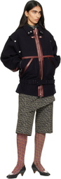 Kiko Kostadinov Navy Heron Belted Jacket