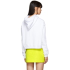 MSGM White Cropped College Logo Hoodie