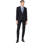 Husbands Navy Fresco Tapered High-Waisted Trousers