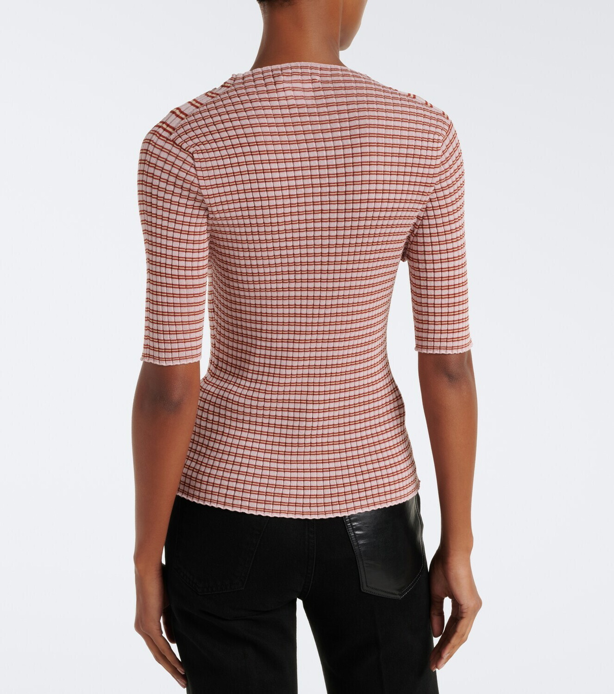 Courrèges Striped cotton-blend T-shirt