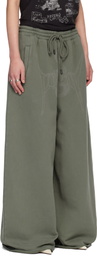 LU'U DAN Green Raw-Cut Bontan Sweatpants