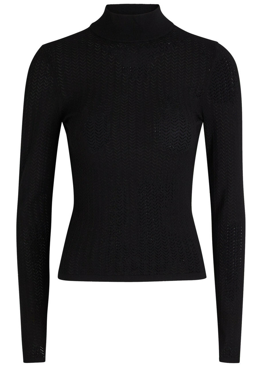 Alice + Olivia Lanie Pointelle Knit top Black