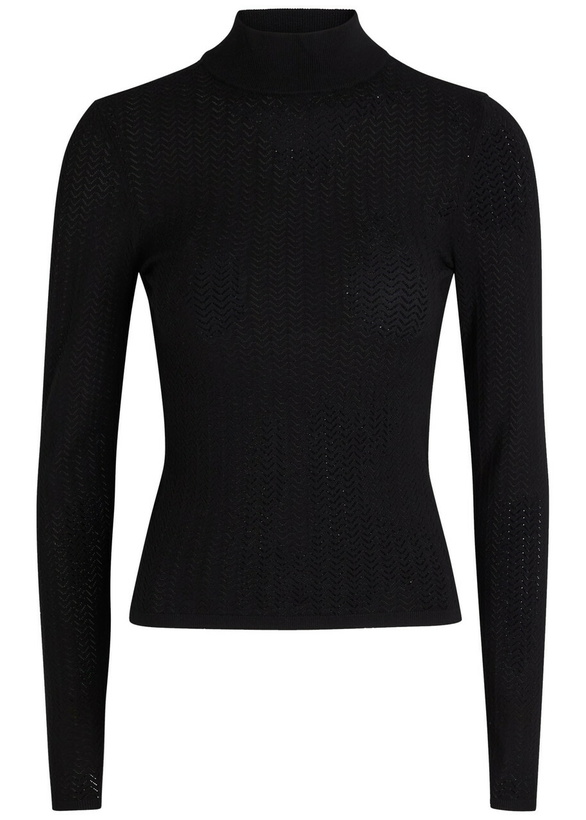 Photo: Alice + Olivia Lanie Pointelle Knit top Black