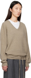 LE17SEPTEMBRE Taupe Alpaca V-Neck Sweater