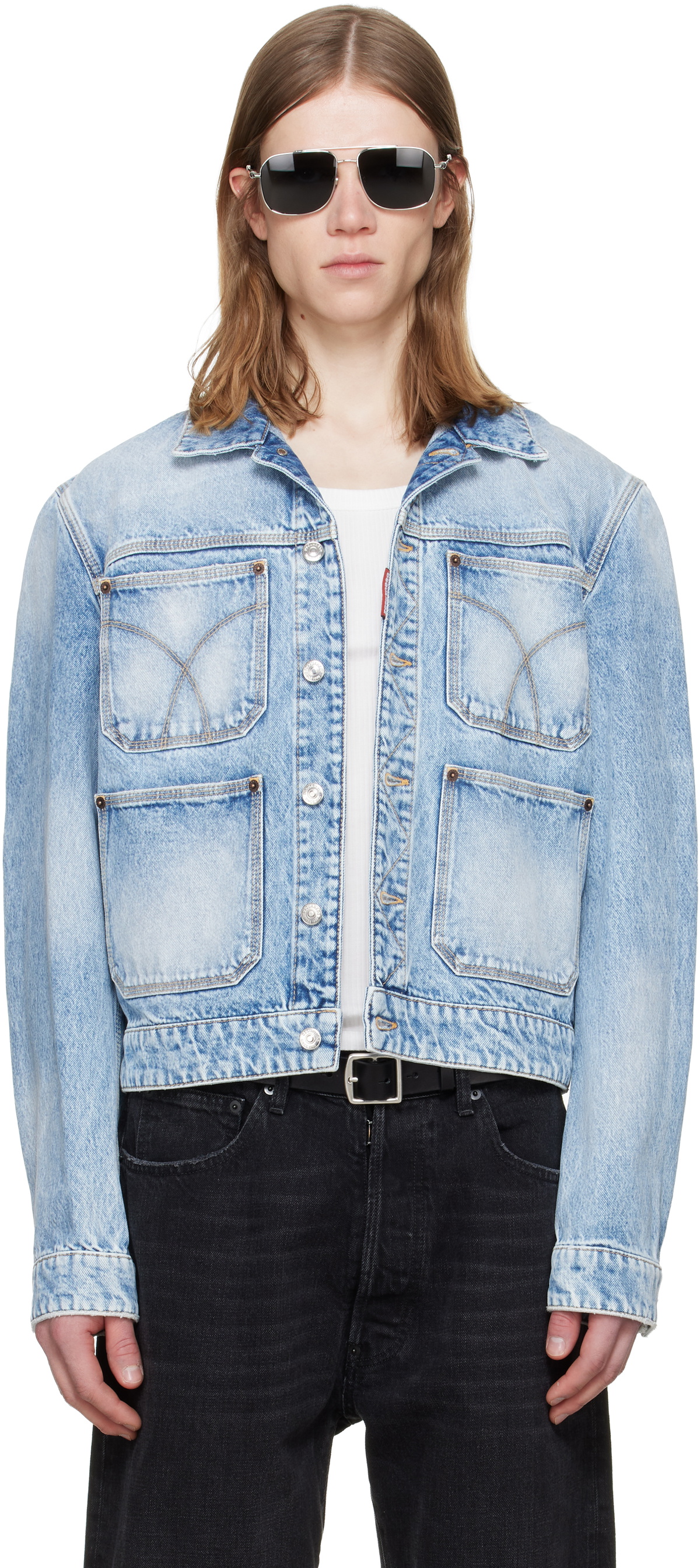 Dsquared2 Blue Light Diagonale Wash 70's Denim Jacket