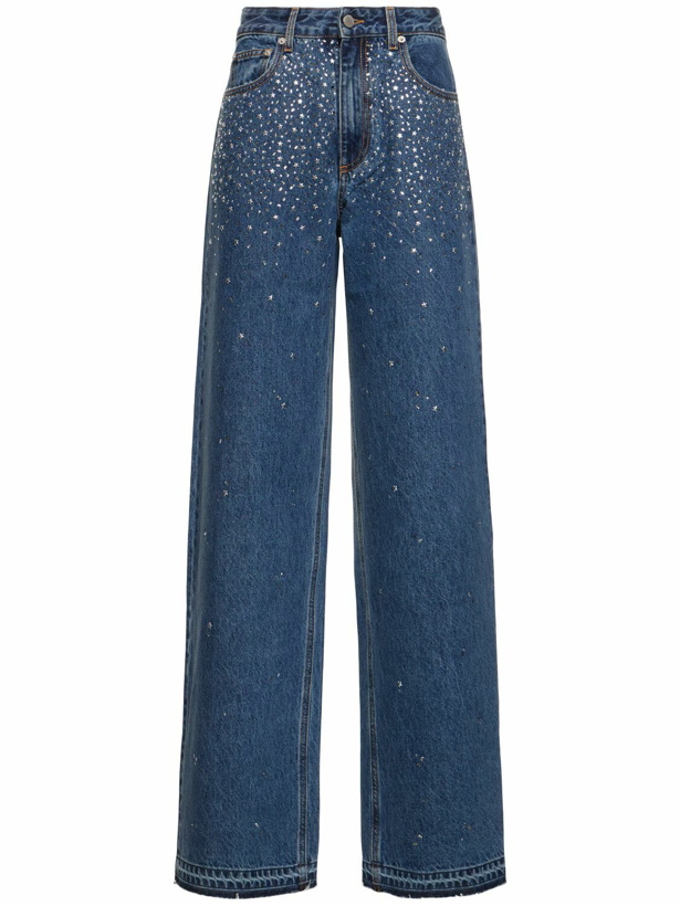 Photo: ALESSANDRA RICH Denim Wide Jeans with crystals