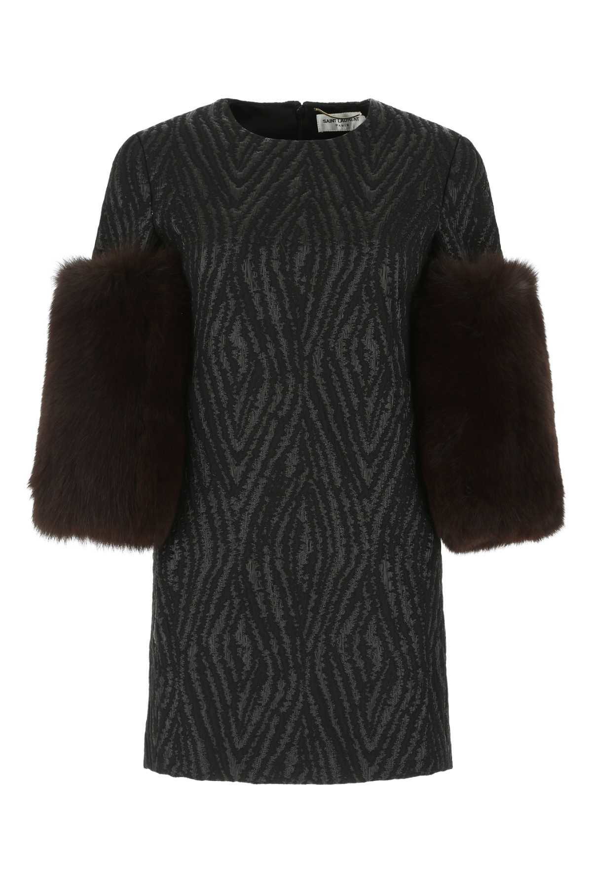 ワンピース SAINT LAURENT Two-Tone Velvet Mini Dress Saint Laurent Two-tone Velvet Mini Dress Saint Laurent