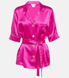 Eres - Rosy belted silk satin shirt