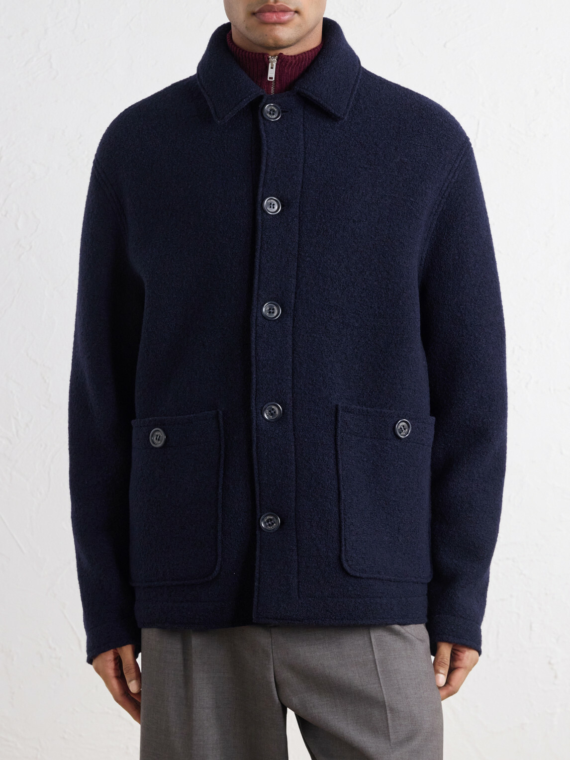 Valstar - Virgin Wool-Bouclé Jacket - Blue