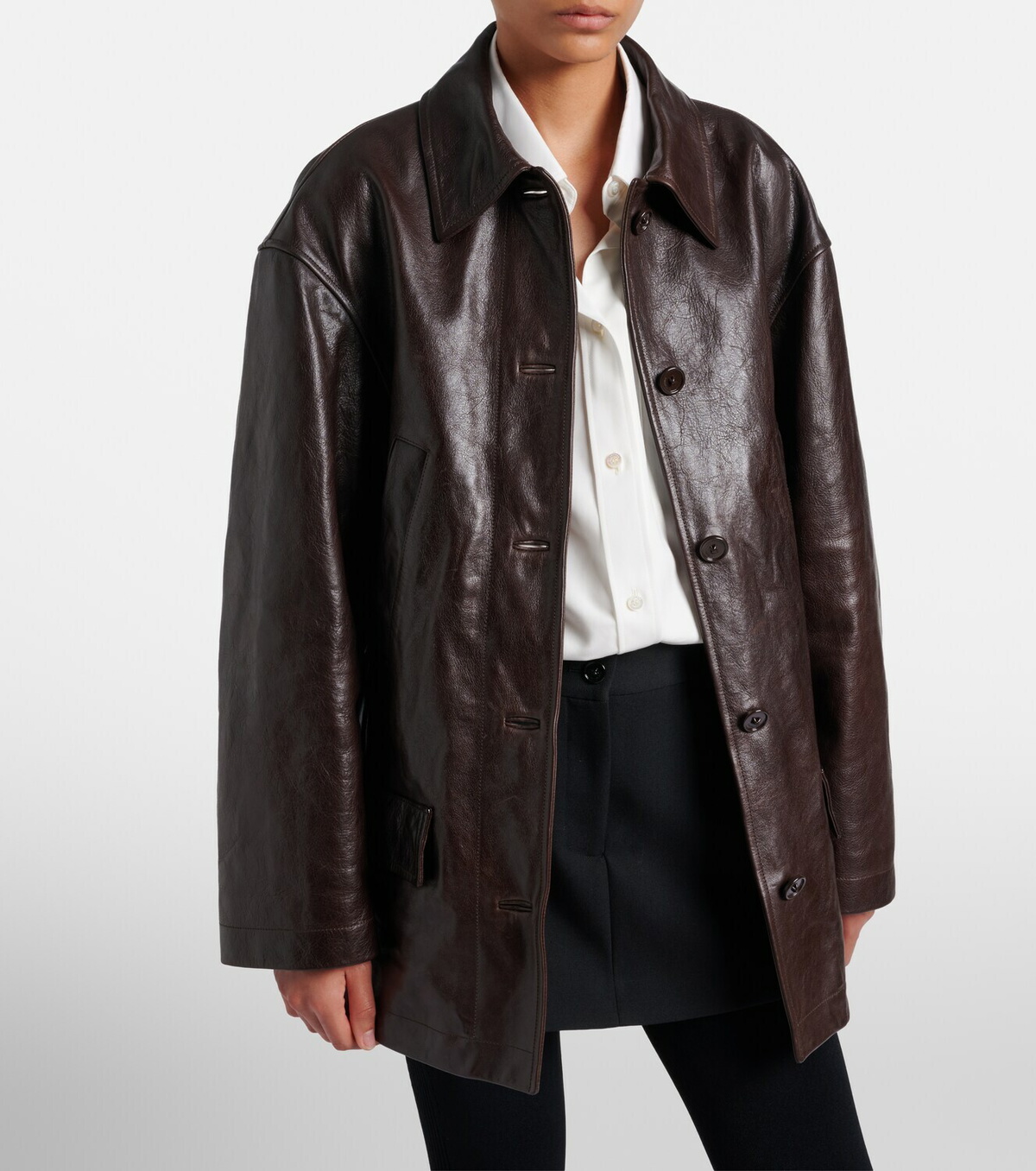 Balenciaga Oversized leather car coat