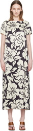 Dries Van Noten Black & Off-White Floral Midi Dress