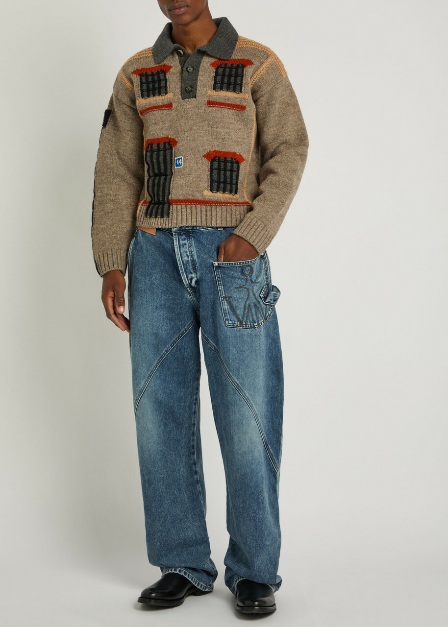 JW Anderson Twisted Workwear Straight-leg Jeans Mid Blu
