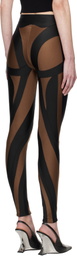 Mugler Brown & Black Shiny Lycra Leggings