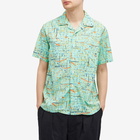 Beams Plus Men's Open Collar Rayon Print Shirt in Mint Green