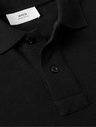 AMI PARIS - Logo-Embroidered Cotton-Piqué Polo Shirt - Black