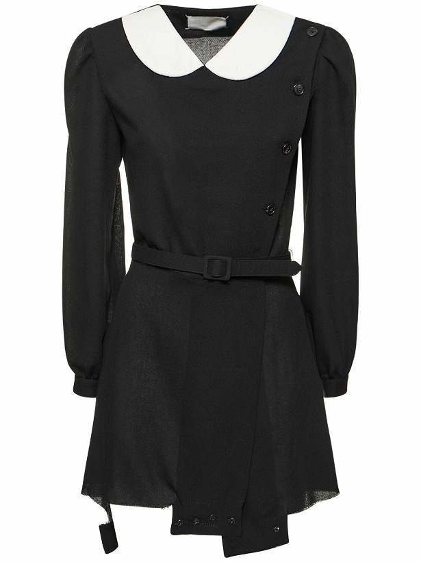Photo: MAISON MARGIELA - Belted Wool Crepe Playsuit W/ Collar