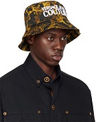 Versace Jeans Couture Black & Gold Watercolor Couture Bucket Hat