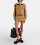 Balenciaga Cropped leather-trimmed cotton jacket