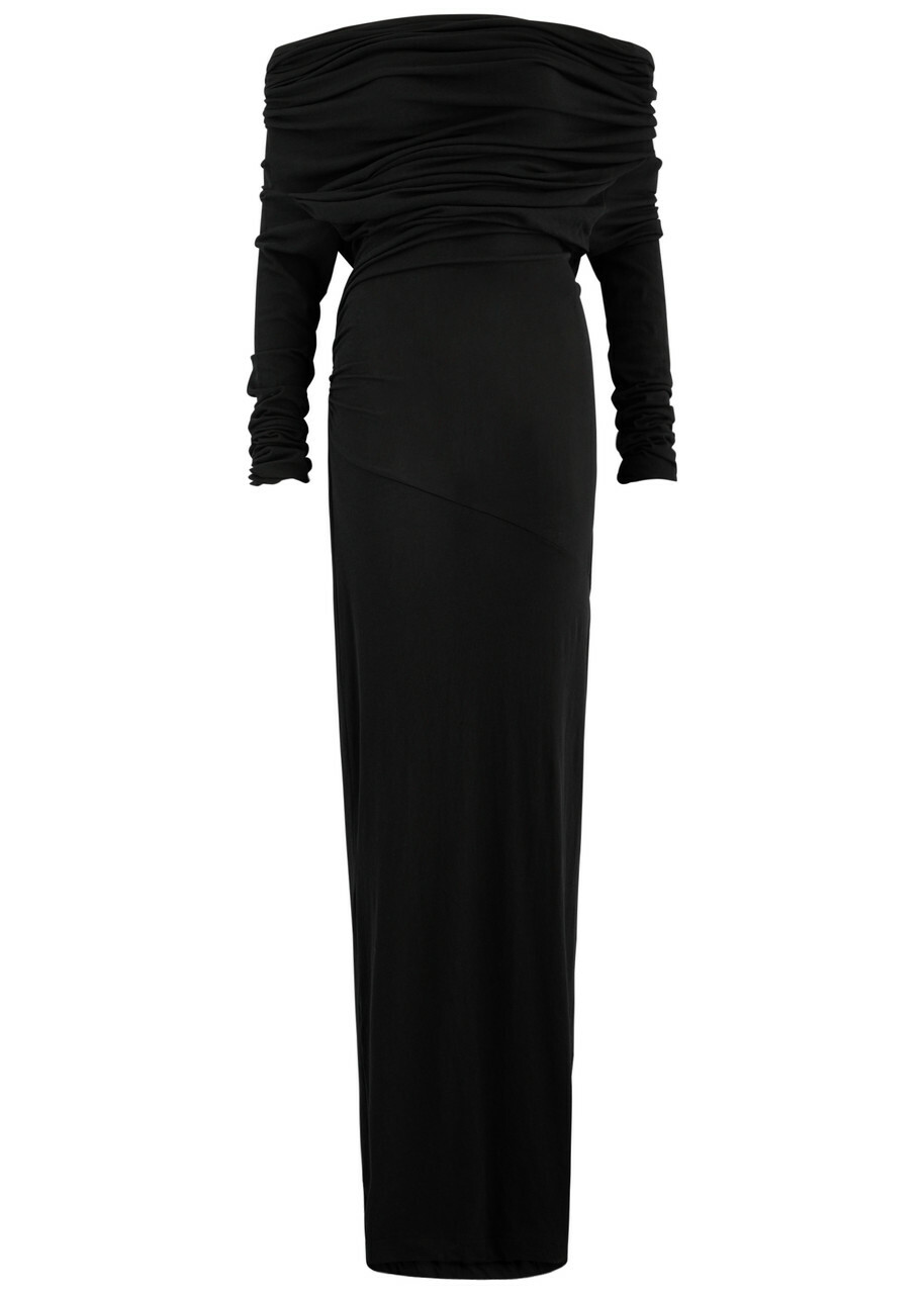Entire Studios Bound Draped Stretch-cotton Midi Dress Black