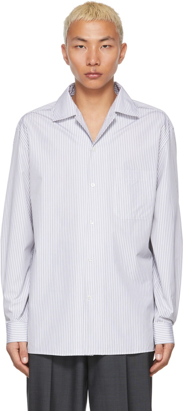 Photo: Lemaire White Stripe Convertible Collar Shirt