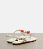 Prada Floral-appliqué leather thong sandals