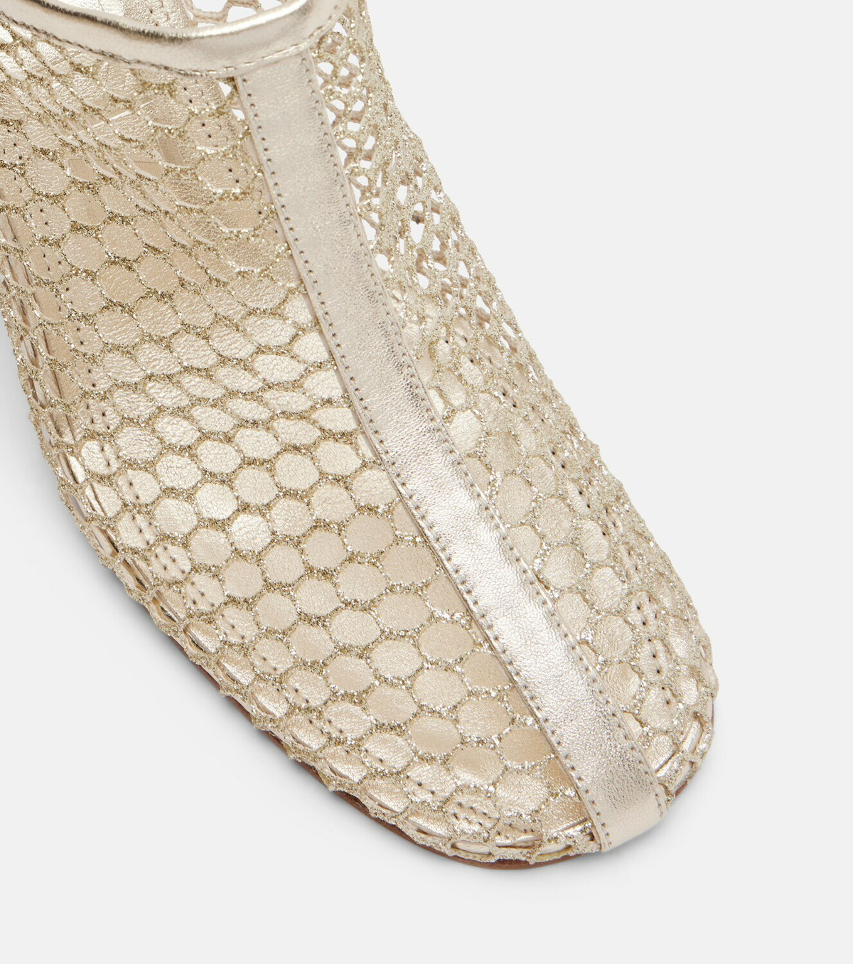 Souliers Martinez Giulia leather-trimmed fishnet mules