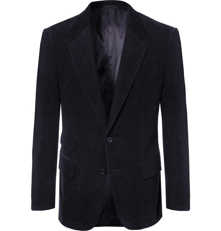 Photo: Kingsman - Midnight-Blue Stretch-Cotton and Cashmere-Blend Corduroy Suit Jacket - Midnight blue