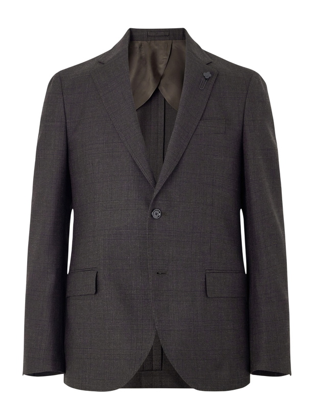 Photo: Lardini - Prince of Wales Checked Wool Suit Jacket - Brown