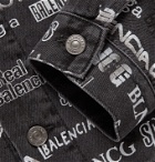 Balenciaga - Logo-Print Denim Jacket - Black
