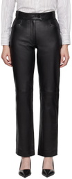 Ernest W. Baker Black Straight-Fit Leather Pants