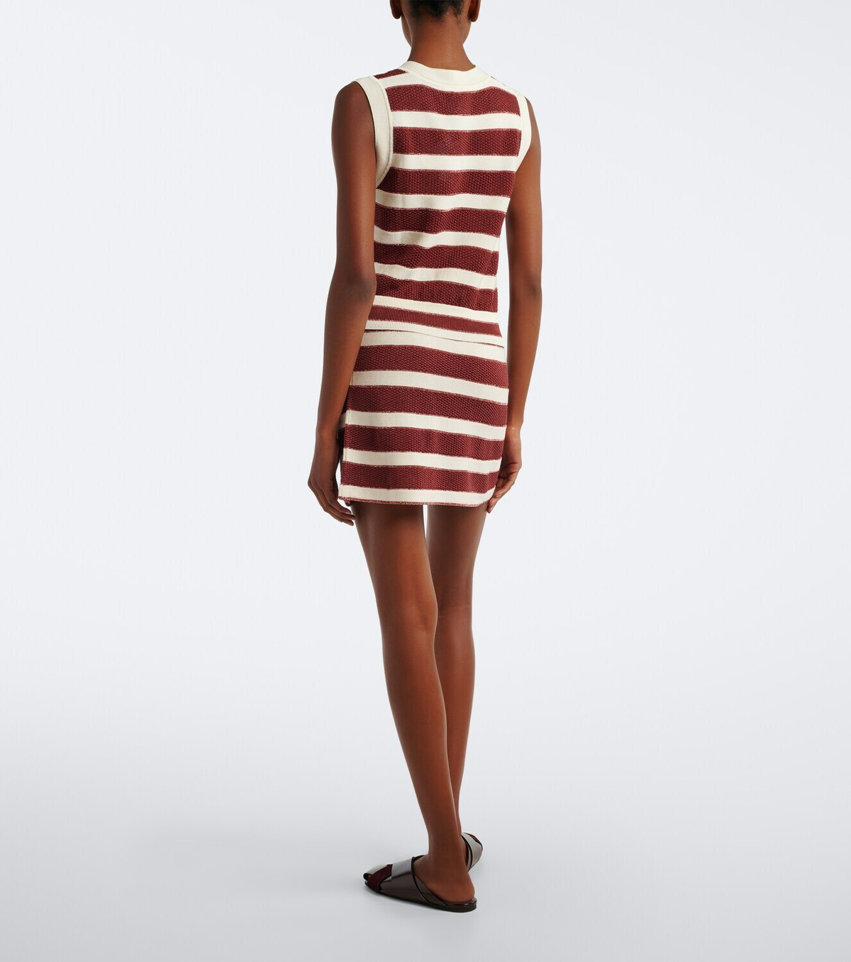 Eres Intervalle knitted striped cotton-blend lamé miniskirt