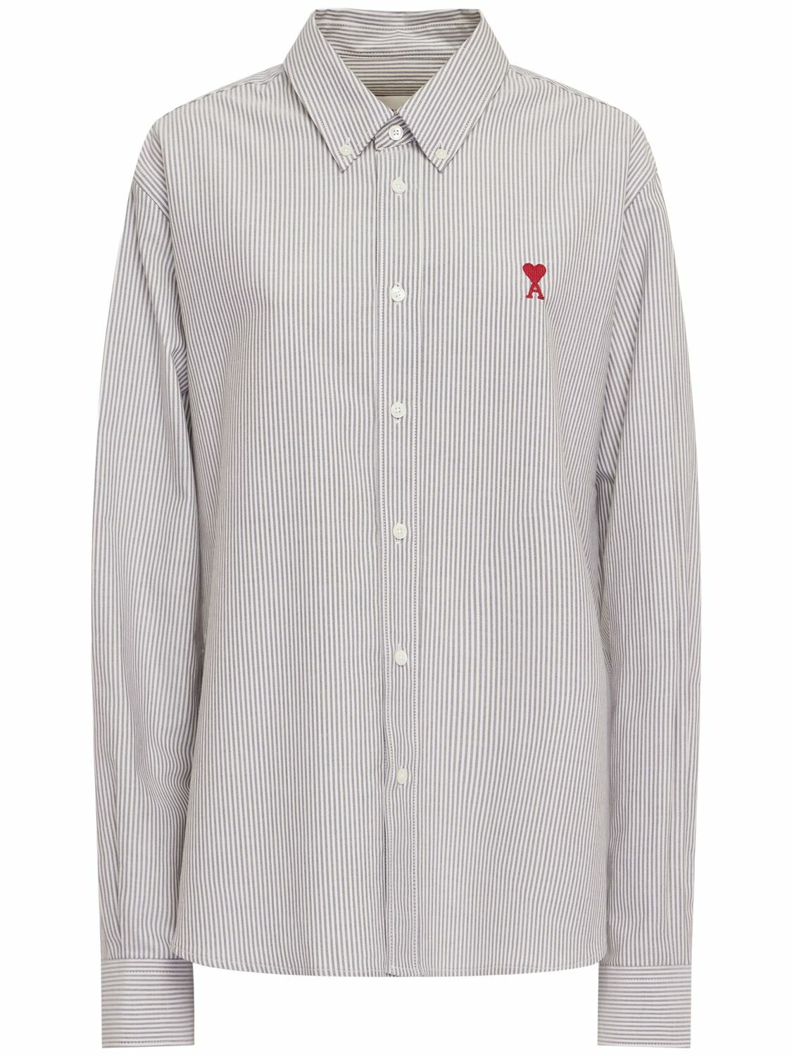 AMI PARIS Adc Striped Cotton Oxford Shirt