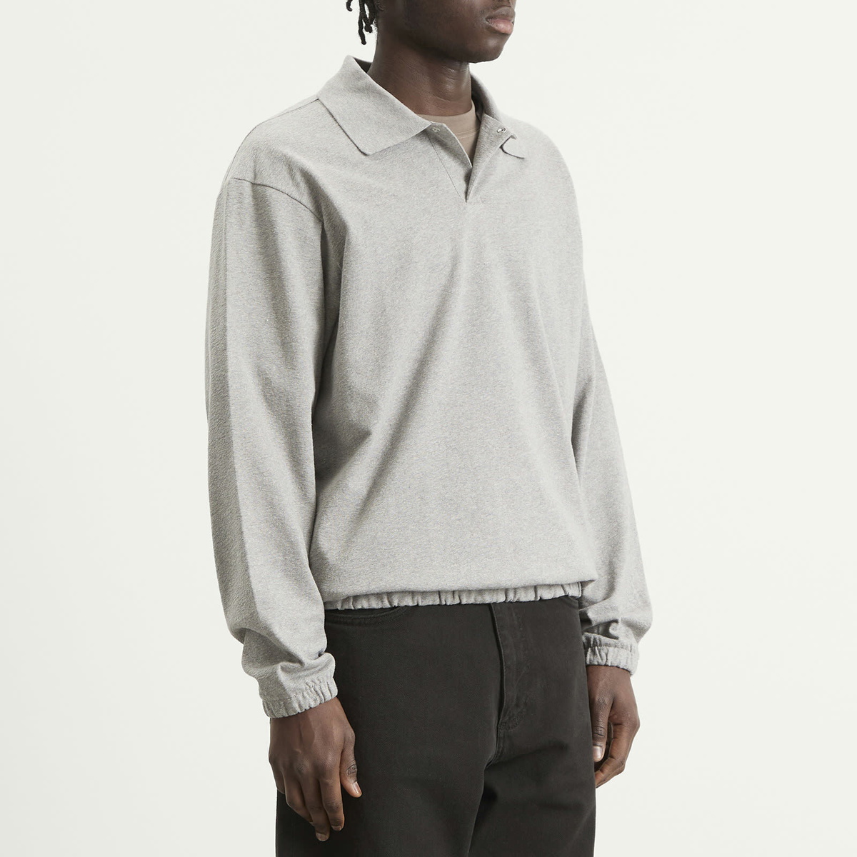Norse Projects Men's Sylane Relaxed Jersey Polo in Grey Melange