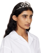 Blumarine Silver Crystals & Hearts Metal Tiara Headband
