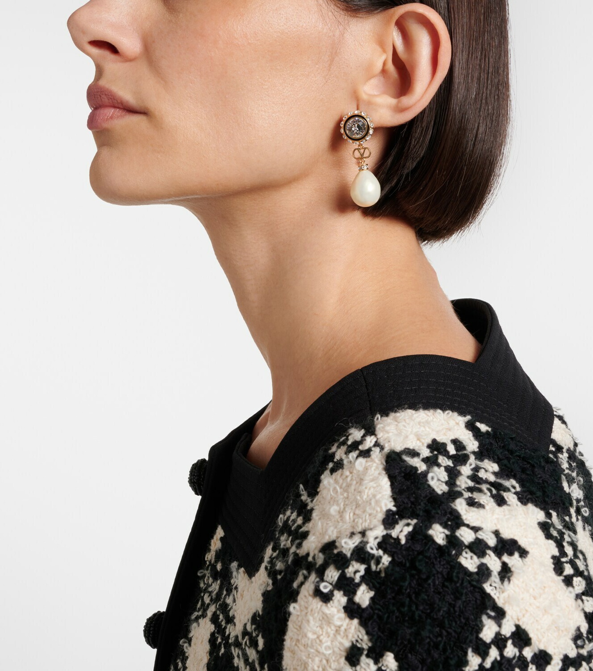 Valentino VLogo embellished drop earrings