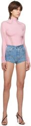 Mugler Blue Paneled Spiral Denim Shorts