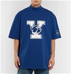 CALVIN KLEIN 205W39NYC - Oversized Printed Cotton-Jersey Mock-Neck T-Shirt - Men - Blue